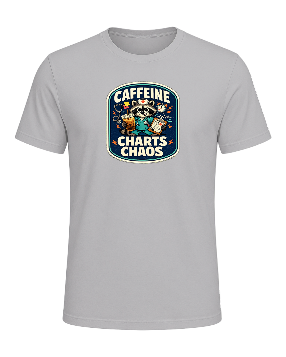 Caffeine Charts Chaos Tee — Athletic Heather