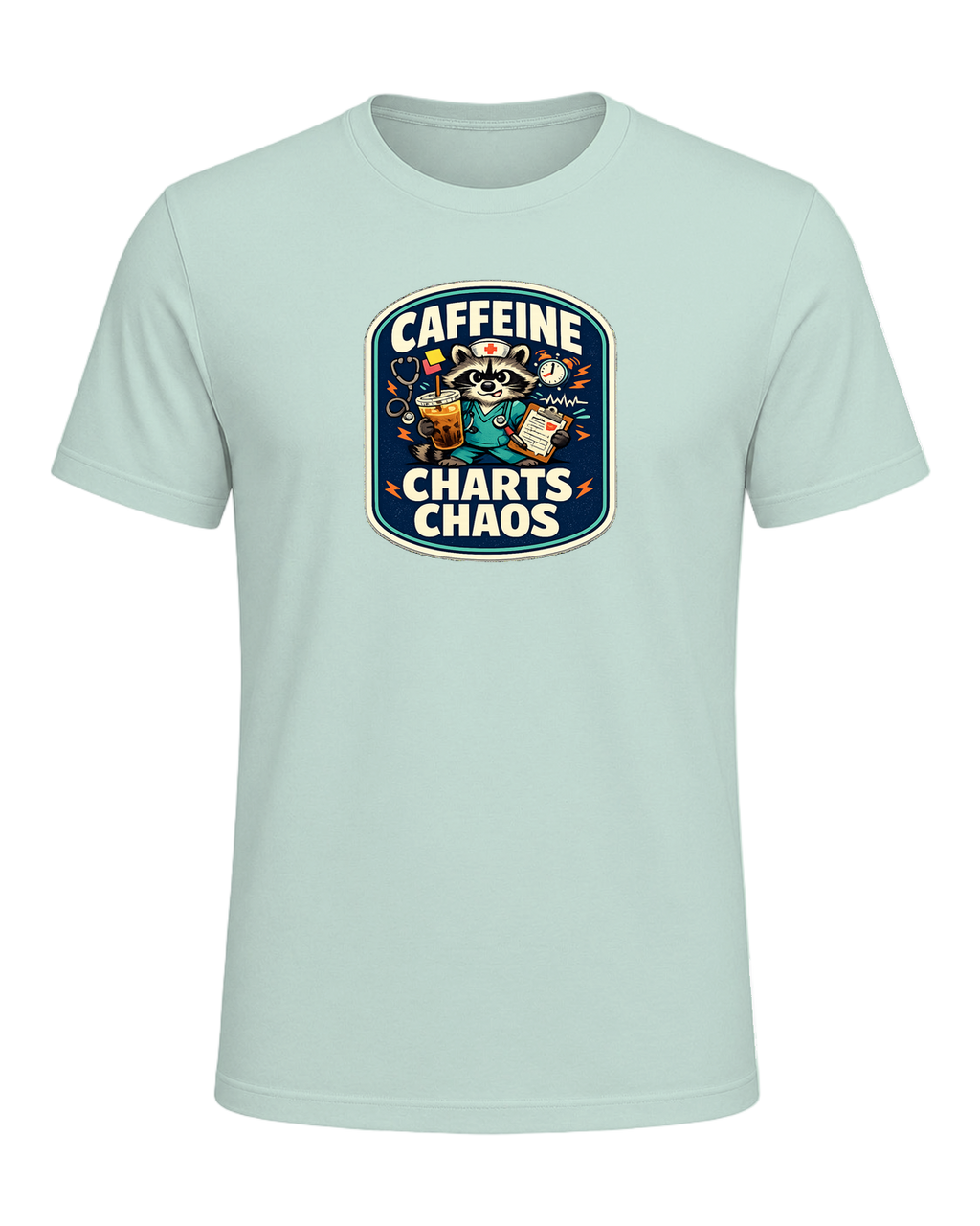 Caffeine Charts Chaos Tee — Heather Prism Mint