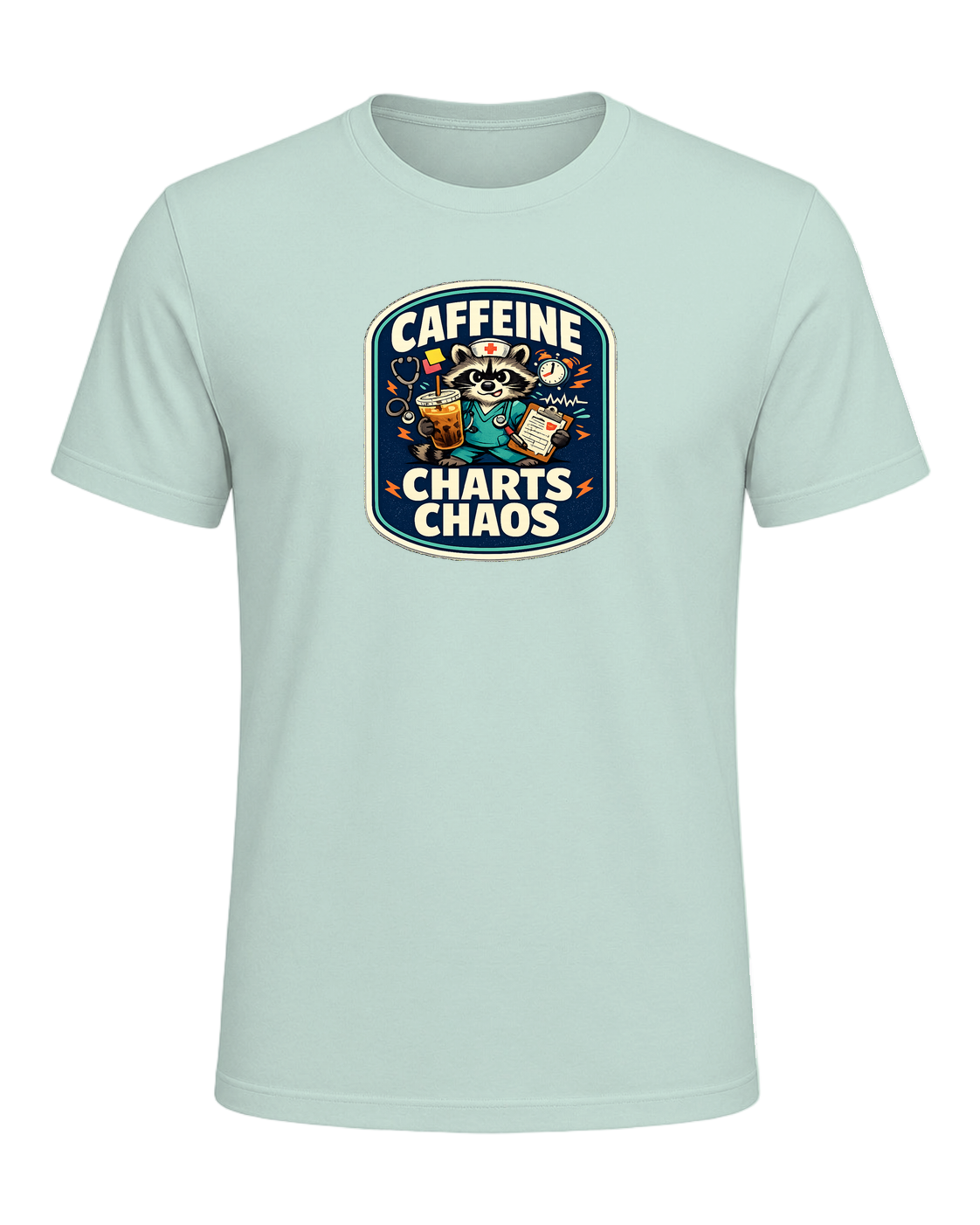 Caffeine Charts Chaos Tee — Heather Prism Mint