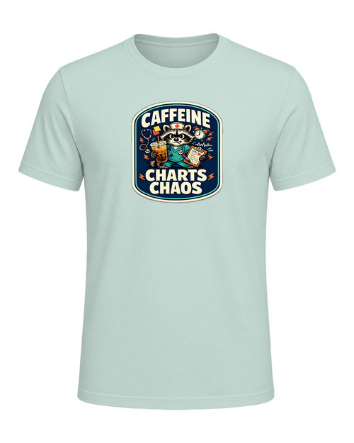 Caffeine Charts Chaos Tee — Heather Prism Mint