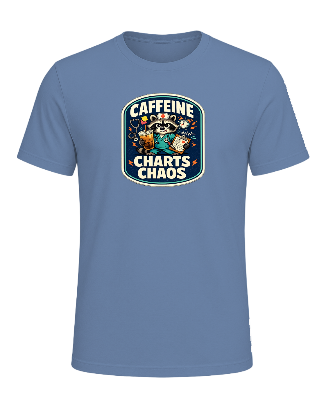 Caffeine Charts Chaos Tee — Lavender Blue