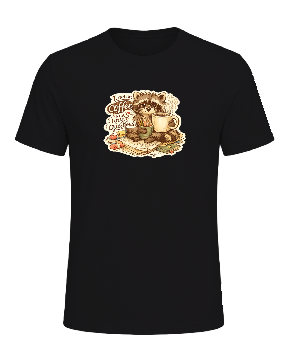 I Run On Coffee And Tiny Questions Tee — Dark Grey Heather
