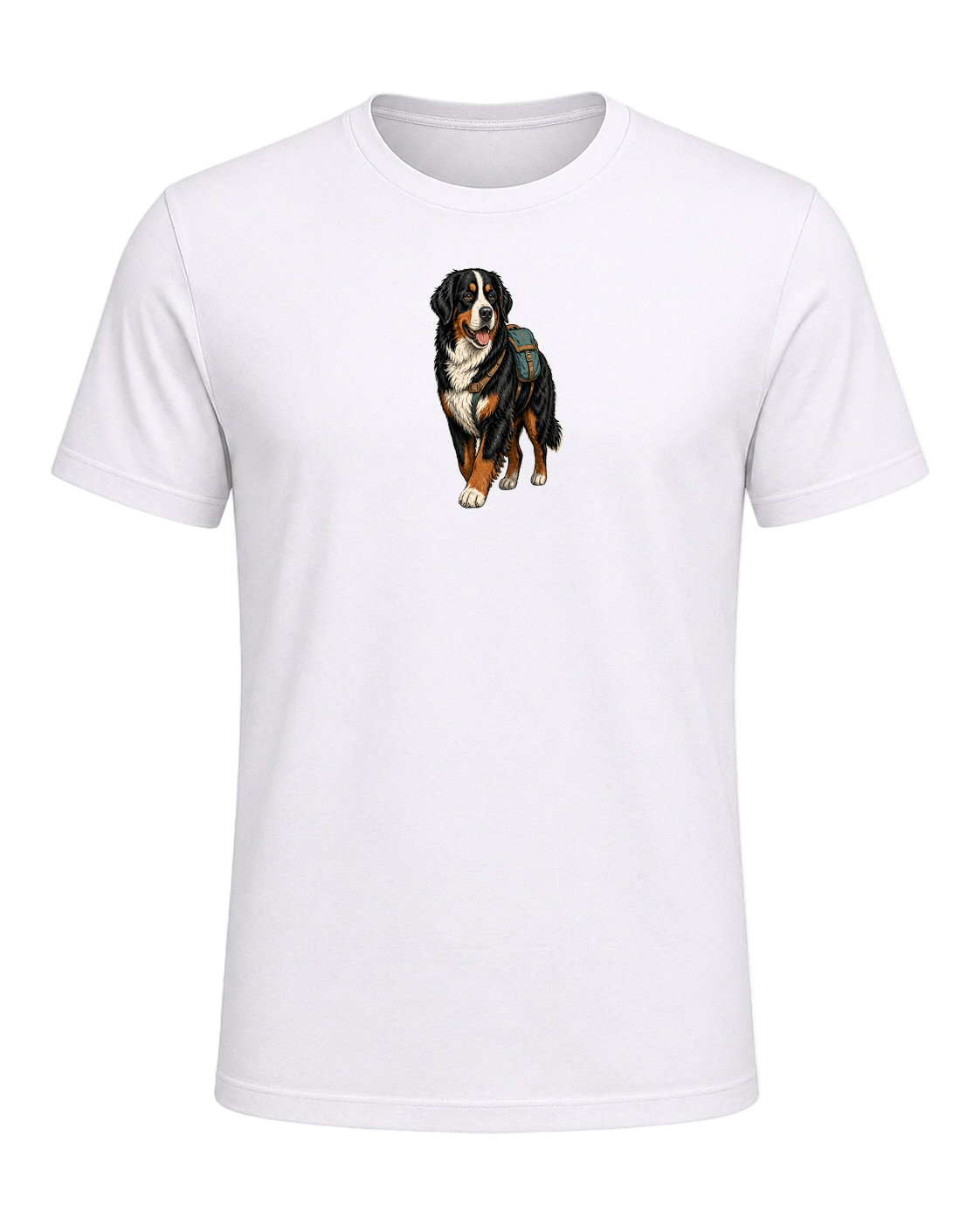 Bernese Mountain Dog Hiking — White