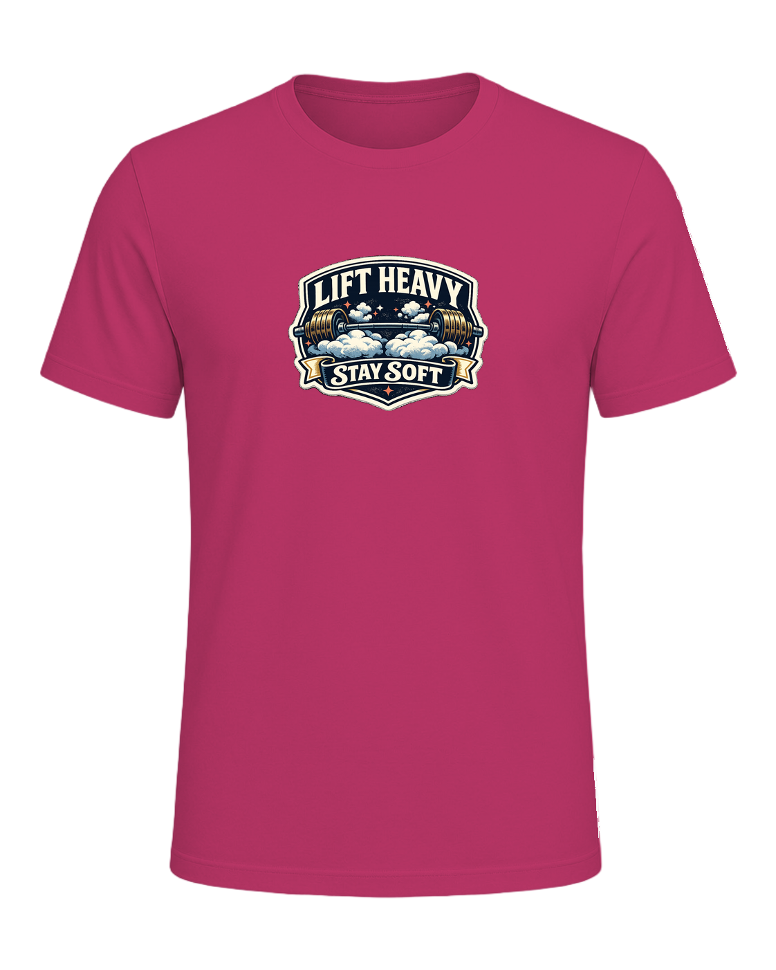 A funny vintage gym badge tee for lifters who train heavy and keep a soft heart. — Berry