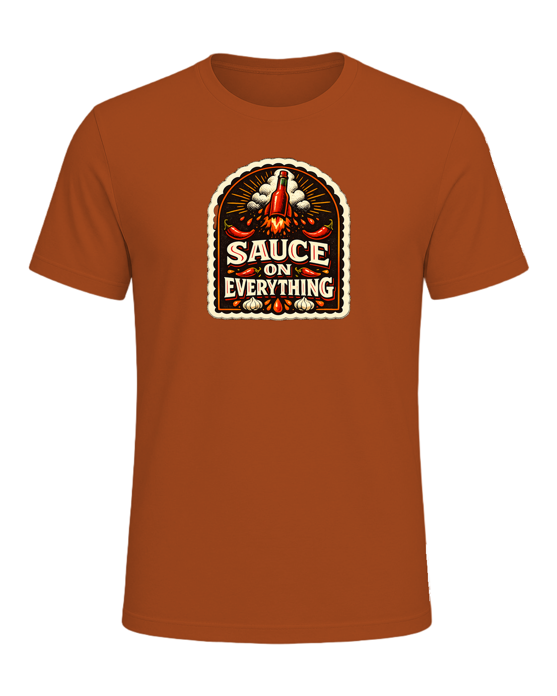 A bold vintage hot sauce label tee for the person who puts sauce on everything. — Autumn