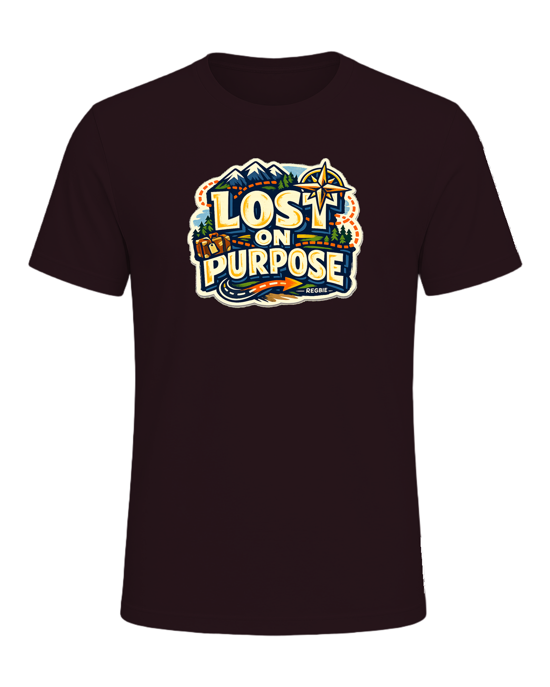 Lost On Purpose Tee — Oxblood Black