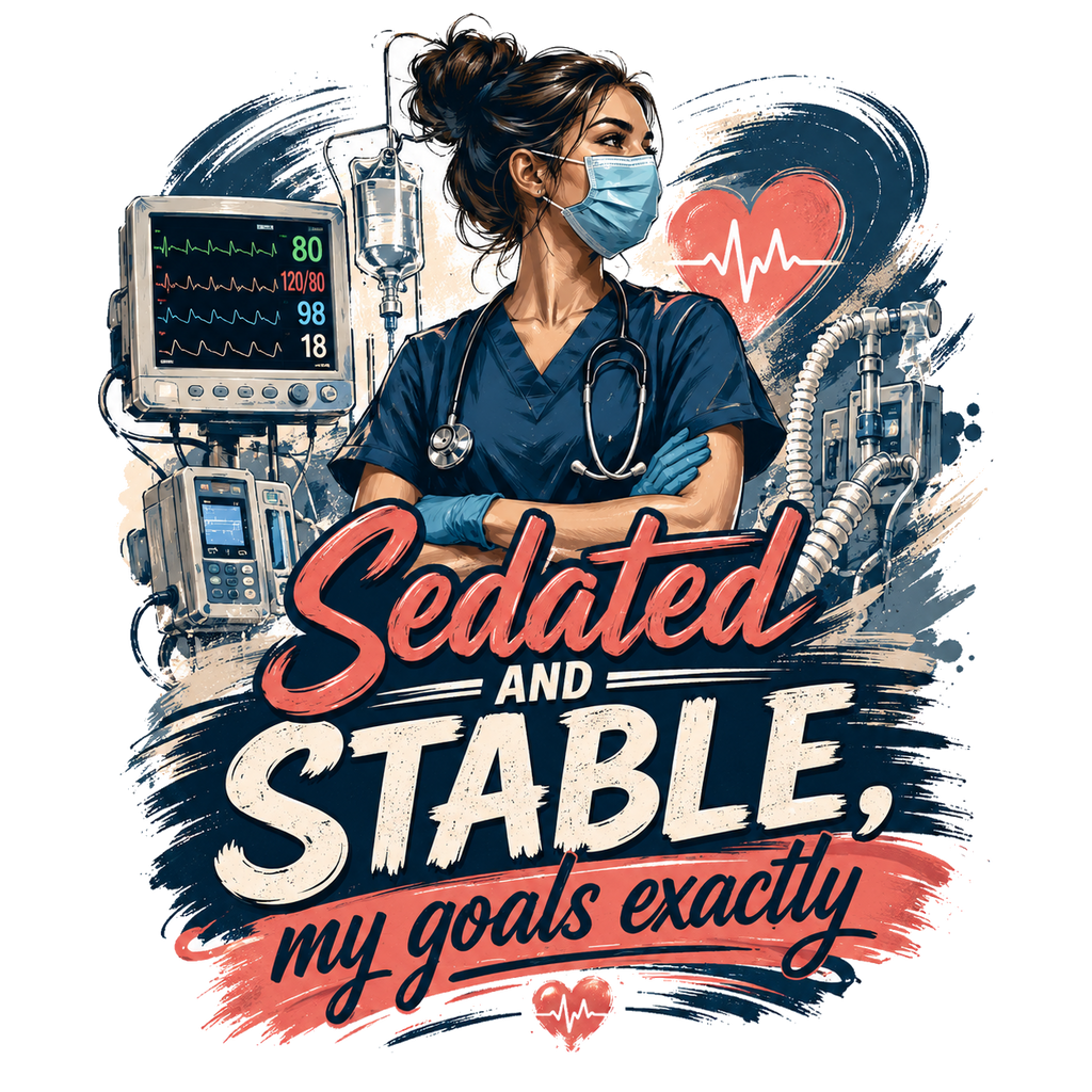 Sedated and stable, my goals exactly