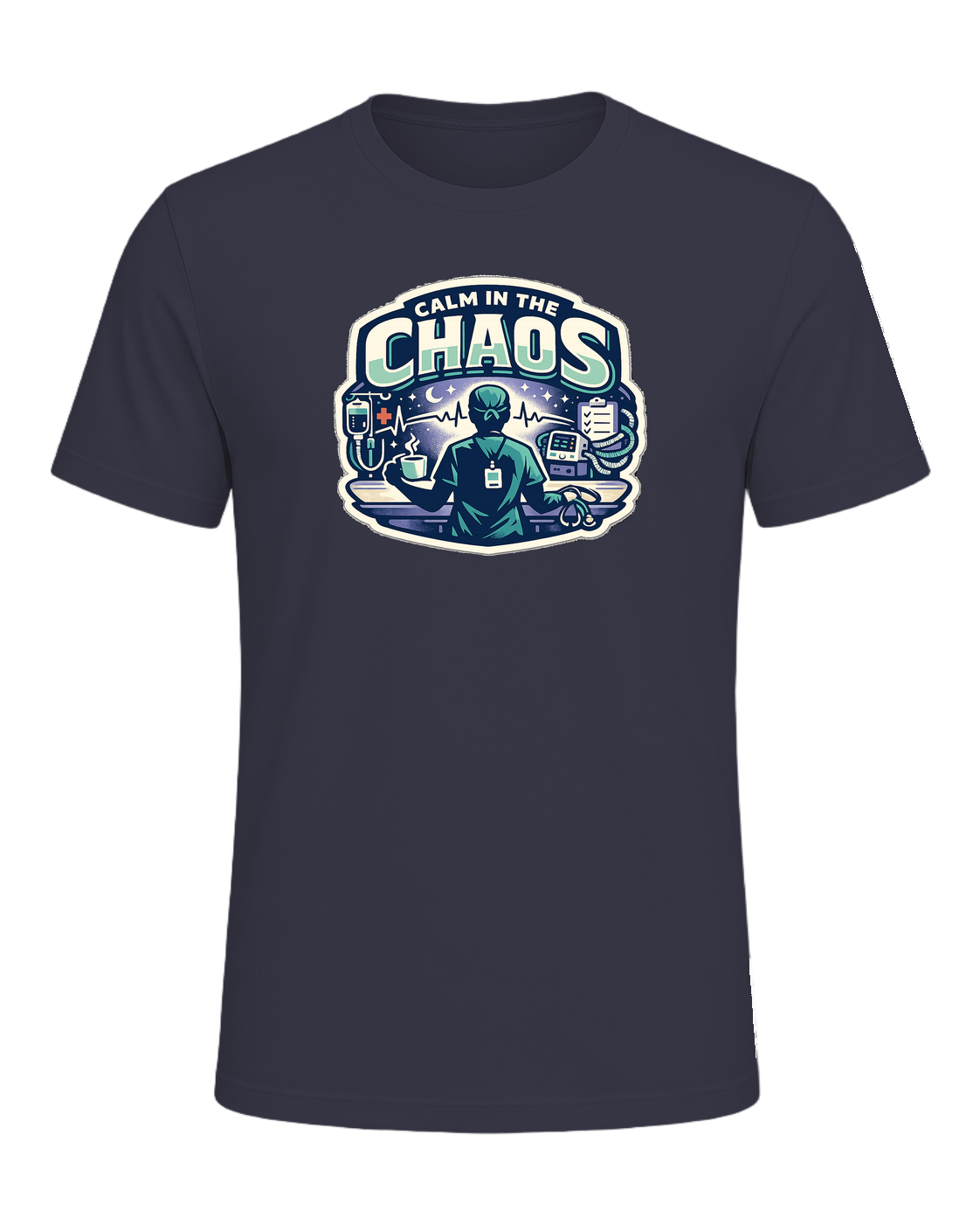 Calm In The Chaos Tee — Heather Midnight Navy