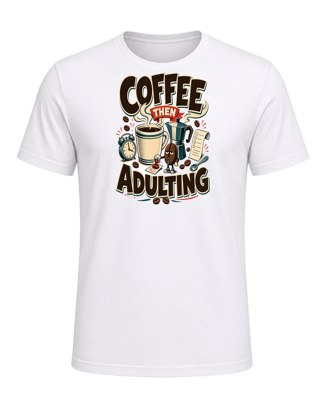 COFFEE THEN ADULTING — White