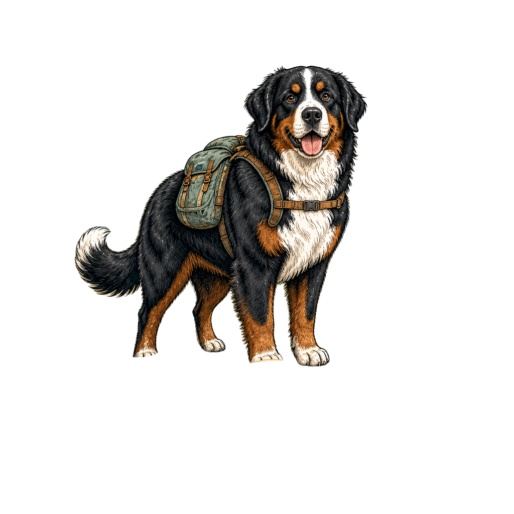 Bernese Mountain Dog Hiking