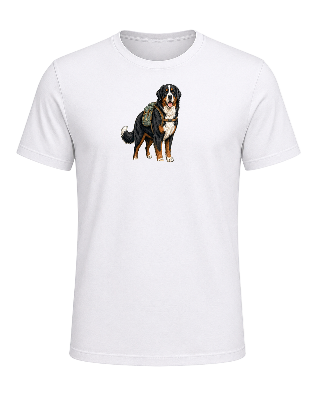 Bernese Mountain Dog Hiking — White