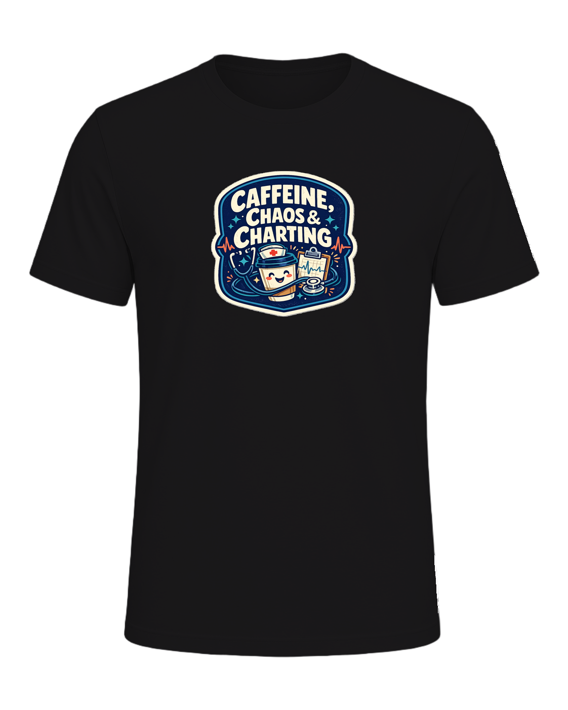 Caffeine, Chaos & Charting Tee — Dark Grey Heather