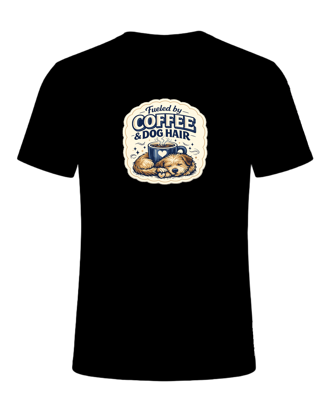Fueled By Coffee & Dog Hair Tee — Black