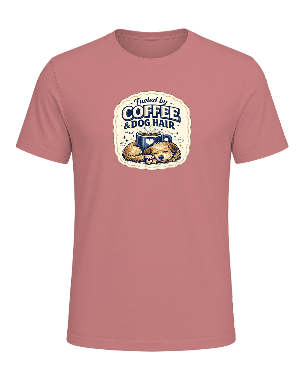 Fueled By Coffee & Dog Hair Tee — Heather Mauve