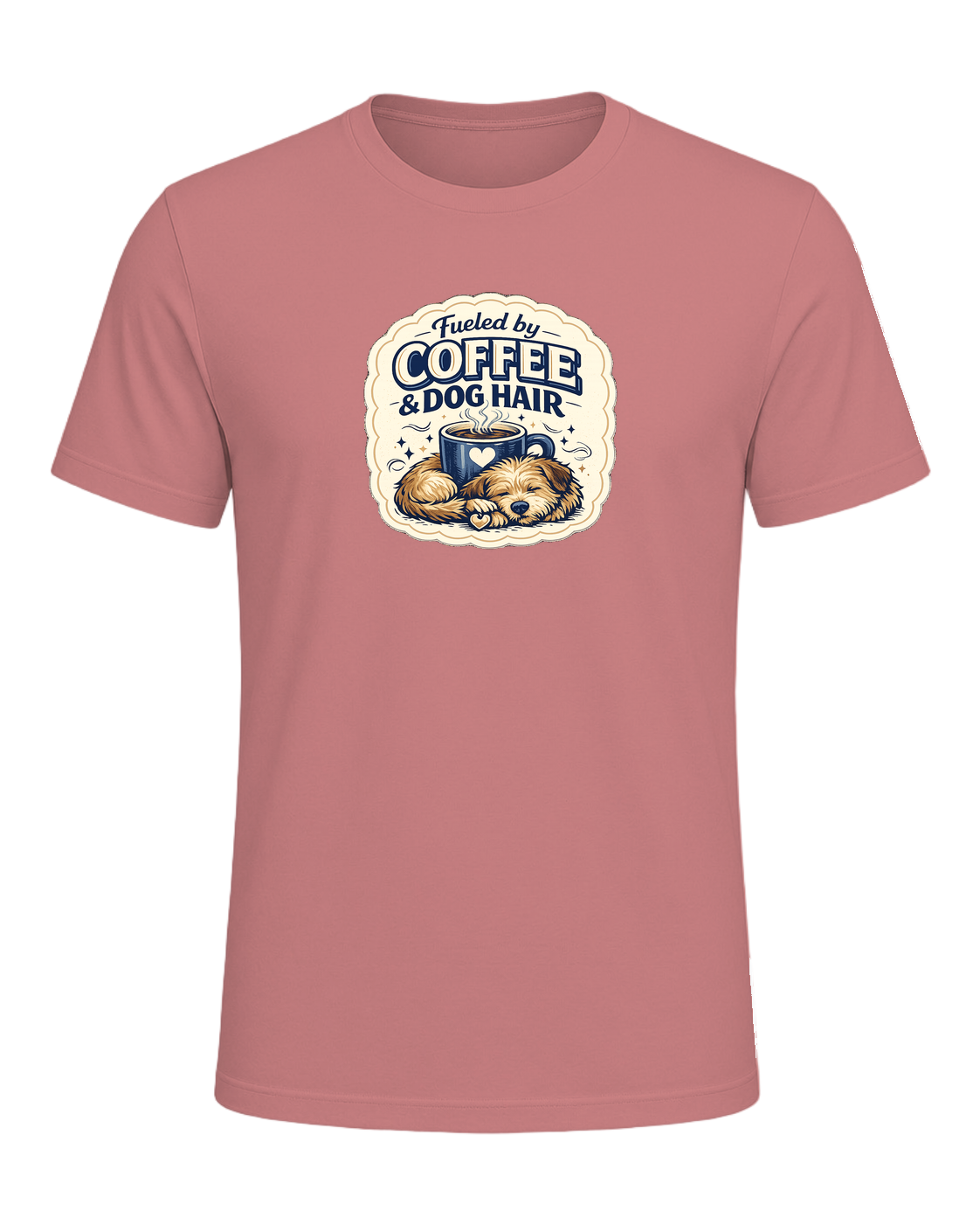 Fueled By Coffee & Dog Hair Tee — Heather Mauve