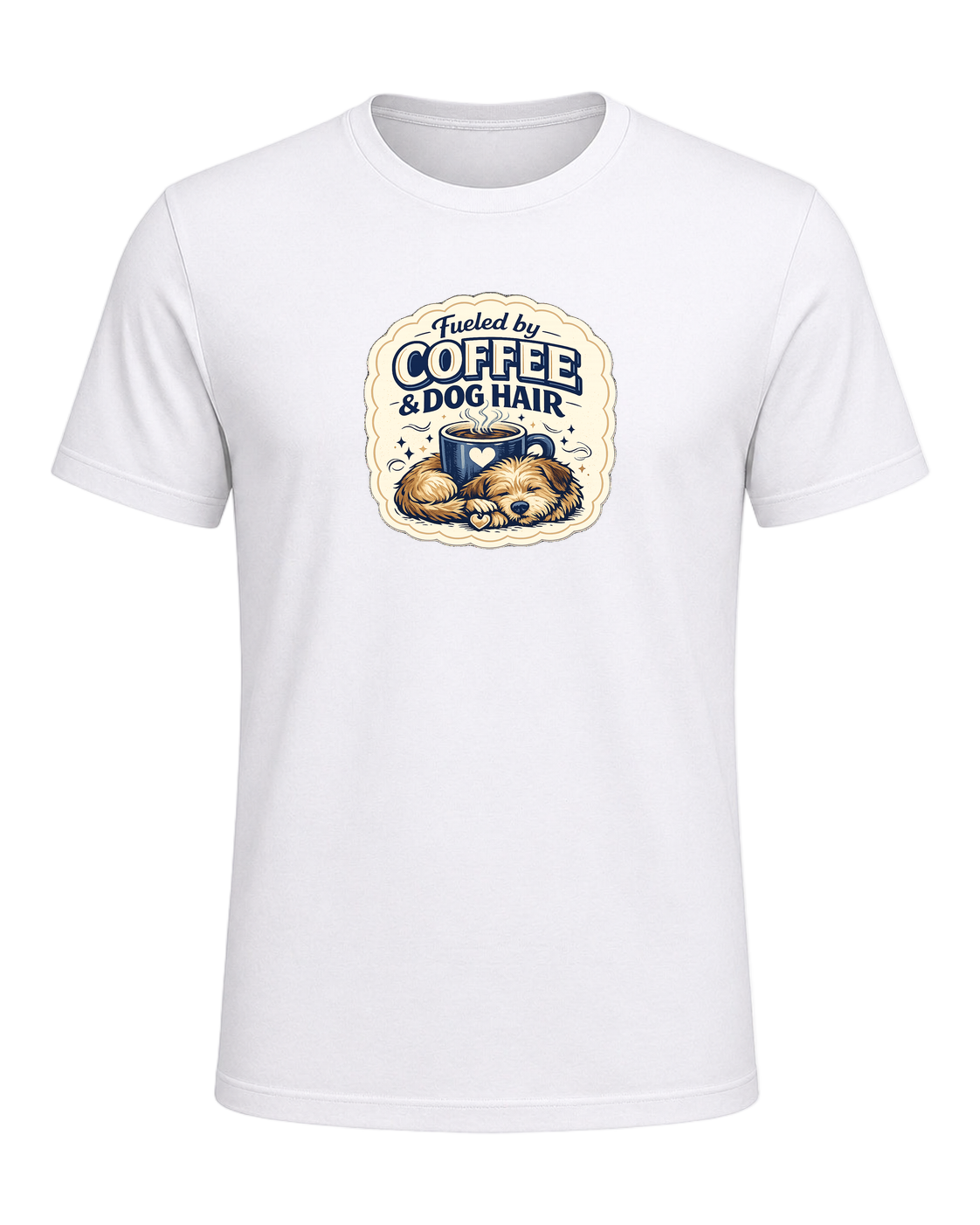 Fueled By Coffee & Dog Hair Tee — White