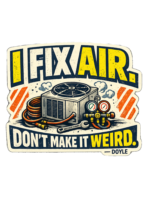 A gritty workwear HVAC tee for the tech everyone calls when the air gets weird.