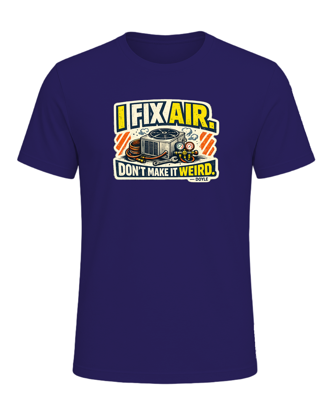 A gritty workwear HVAC tee for the tech everyone calls when the air gets weird. — Team Navy