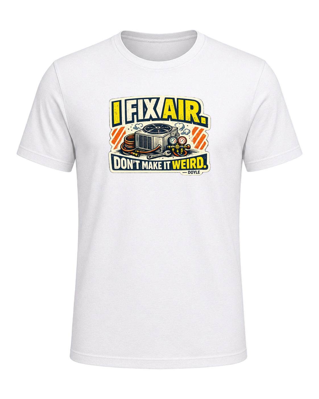 A gritty workwear HVAC tee for the tech everyone calls when the air gets weird. — White