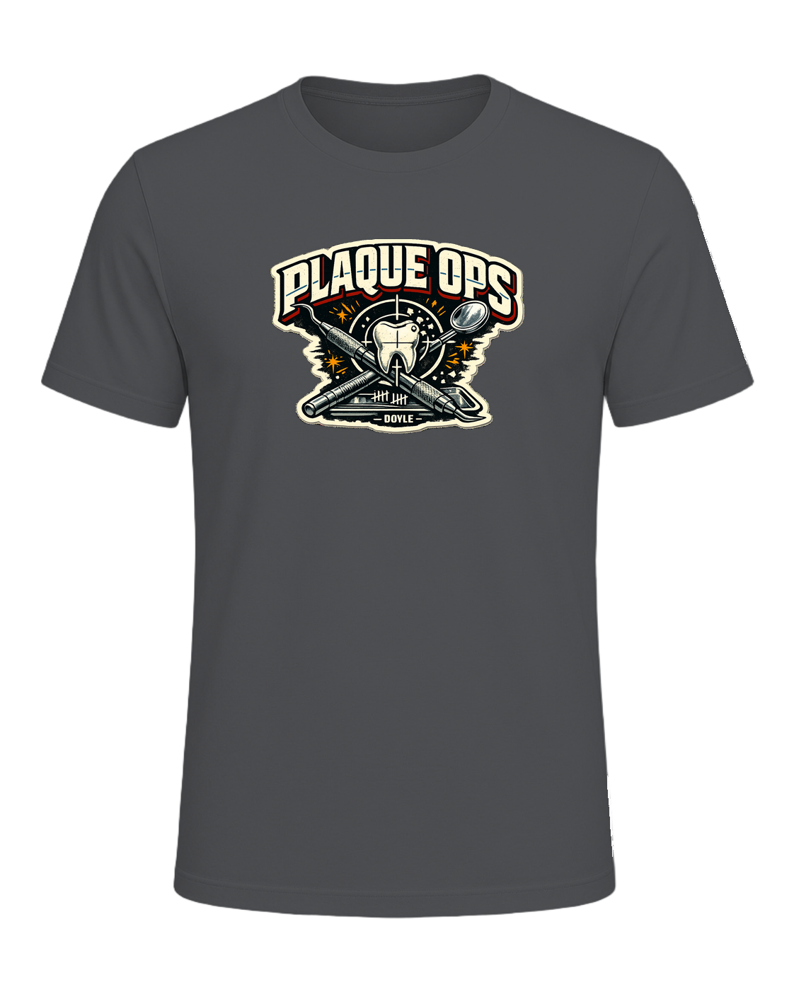 Plaque Ops Tee — Asphalt