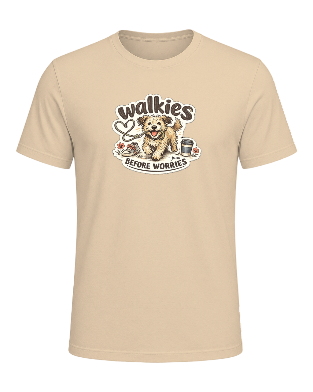 Walkies Before Worries Tee — Soft Cream