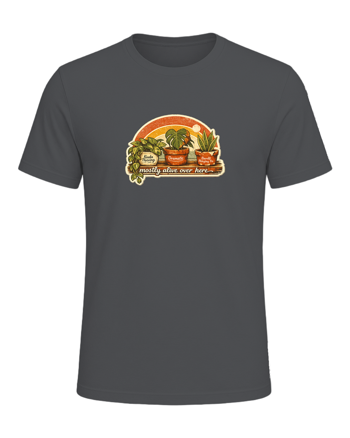 Mostly Alive Over Here Tee — Asphalt