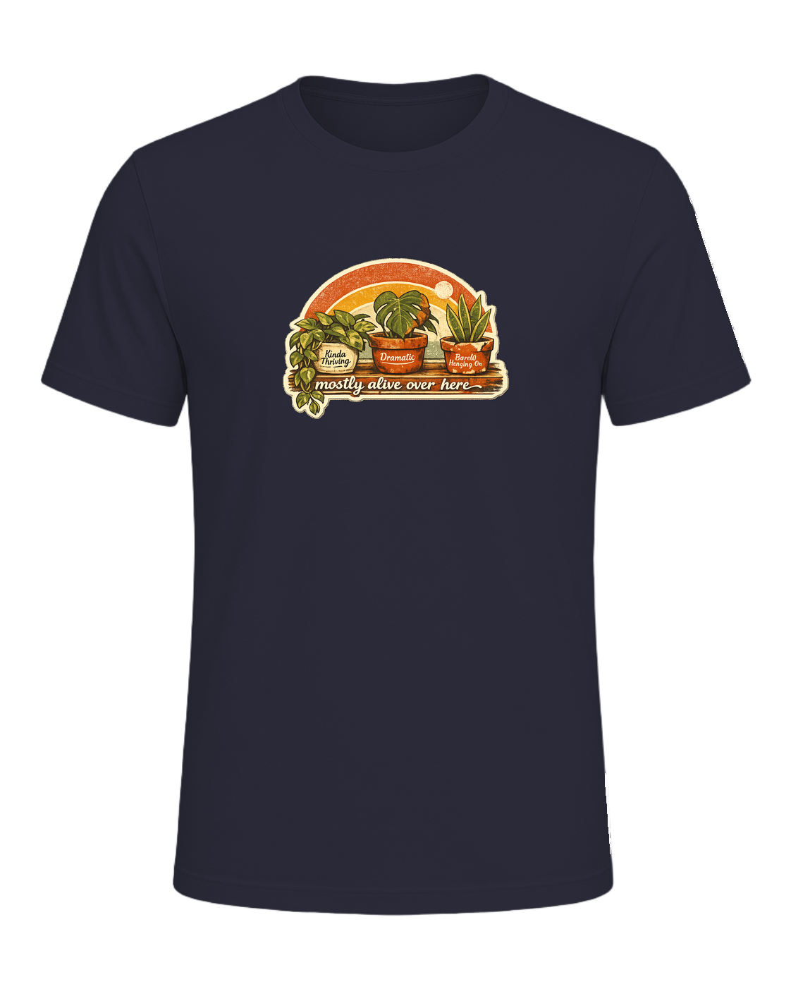 Mostly Alive Over Here Tee — Heather Navy