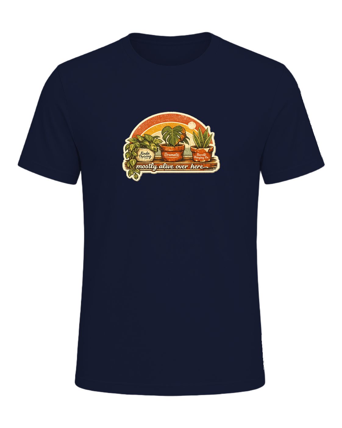 Mostly Alive Over Here Tee — Navy