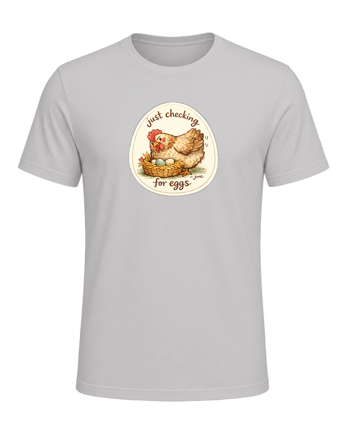 Just Checking For Eggs Tee — Silver