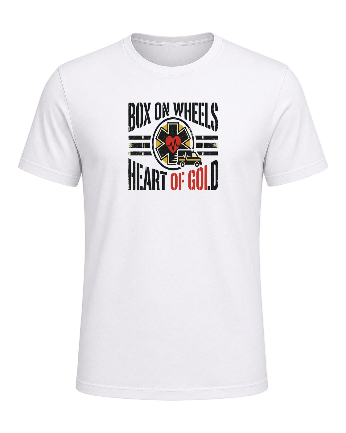 Box on wheels, heart of gold — White
