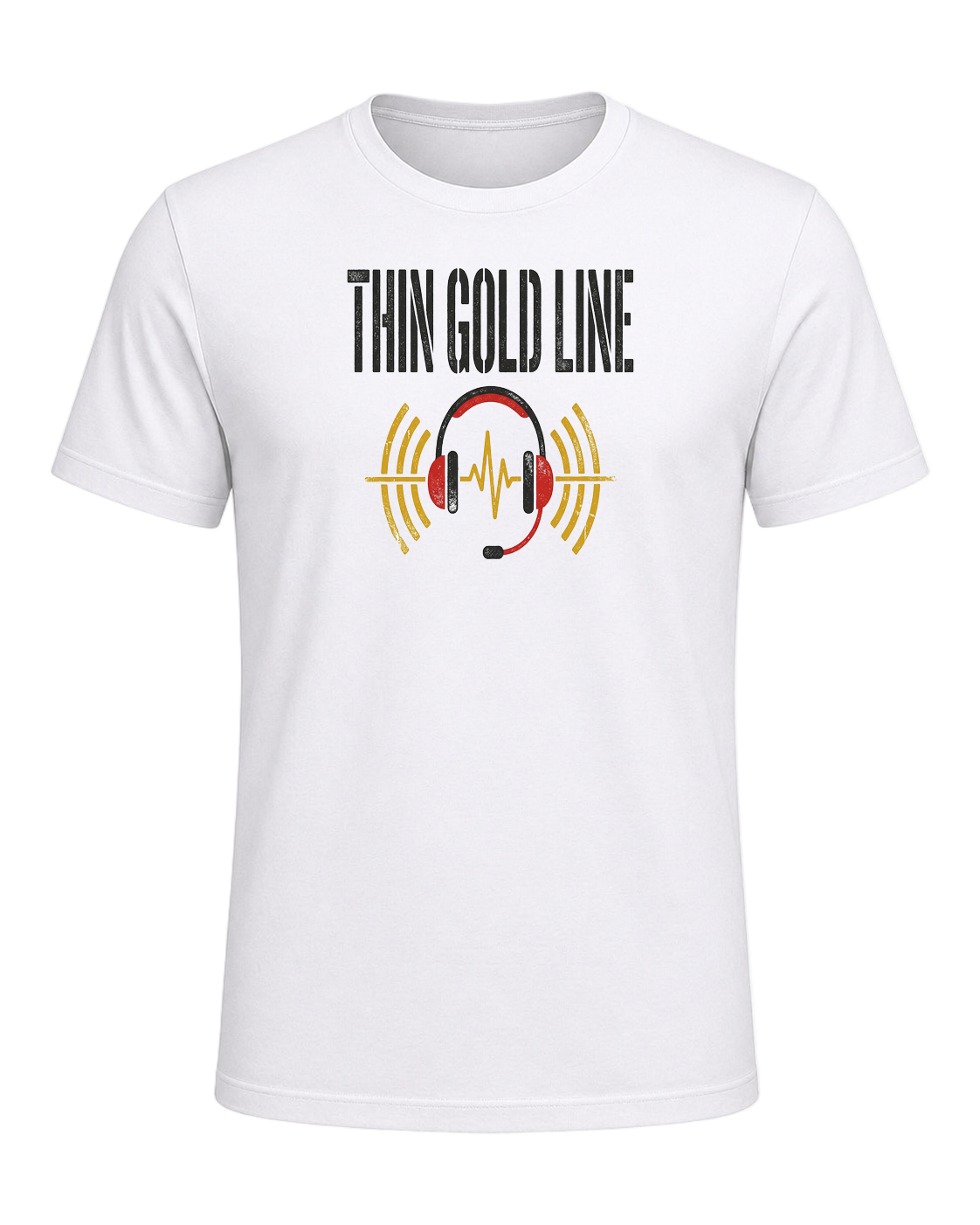 Thin gold line — White