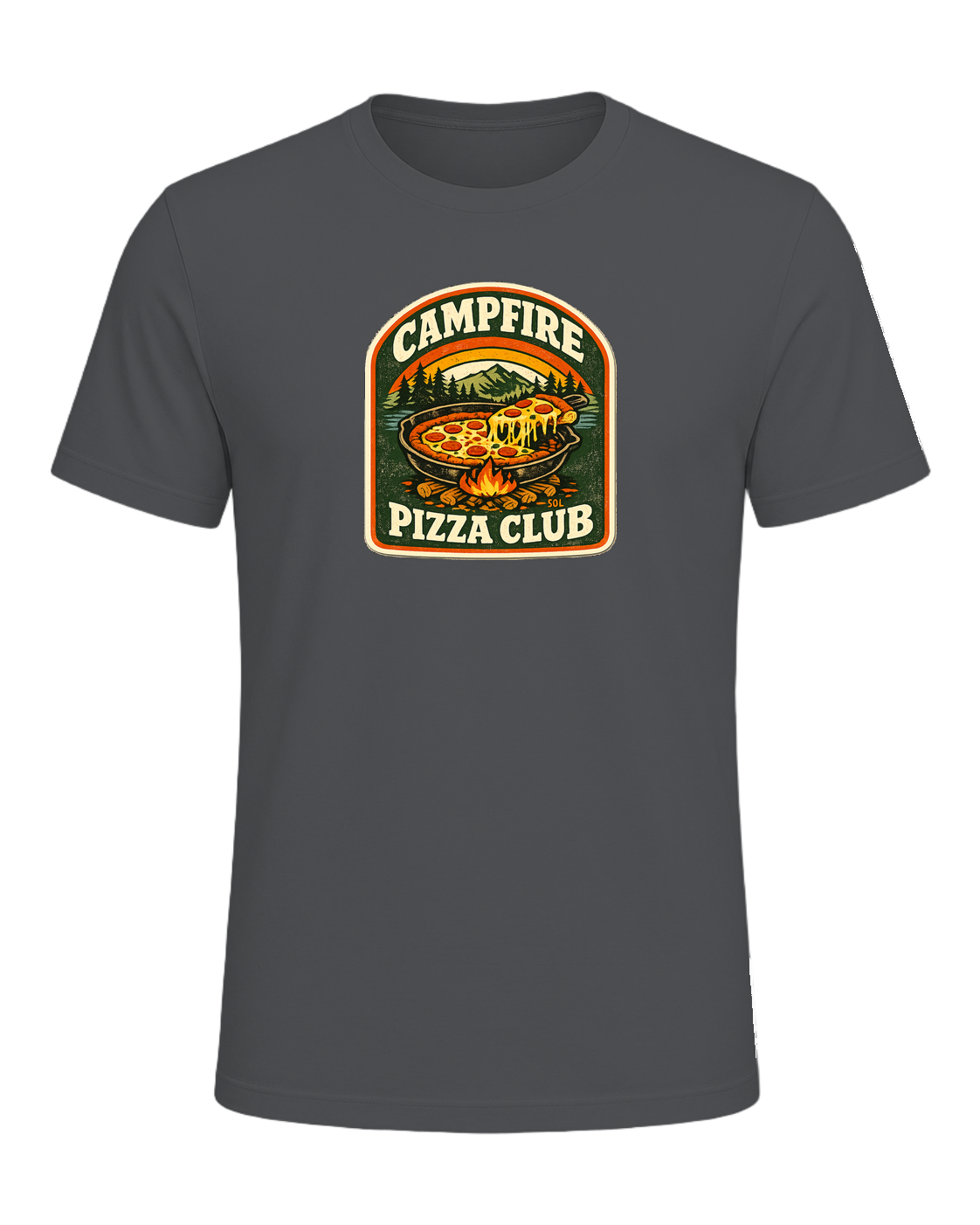 Campfire Pizza Club Tee — Asphalt
