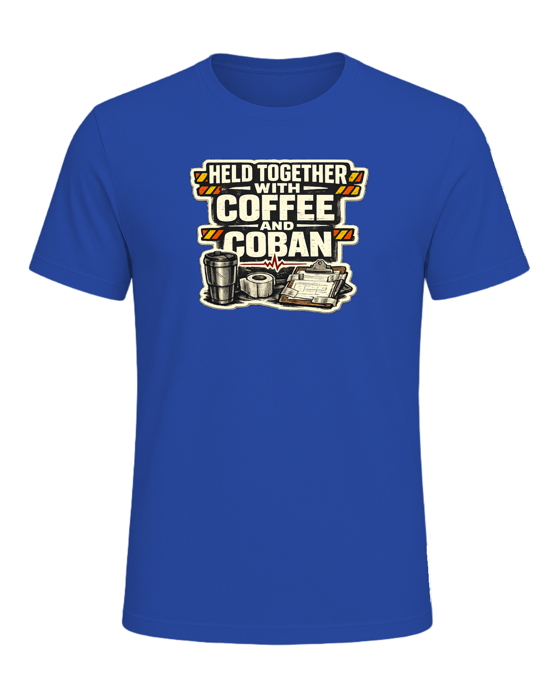 Held Together With Coffee And Coban Tee — True Royal