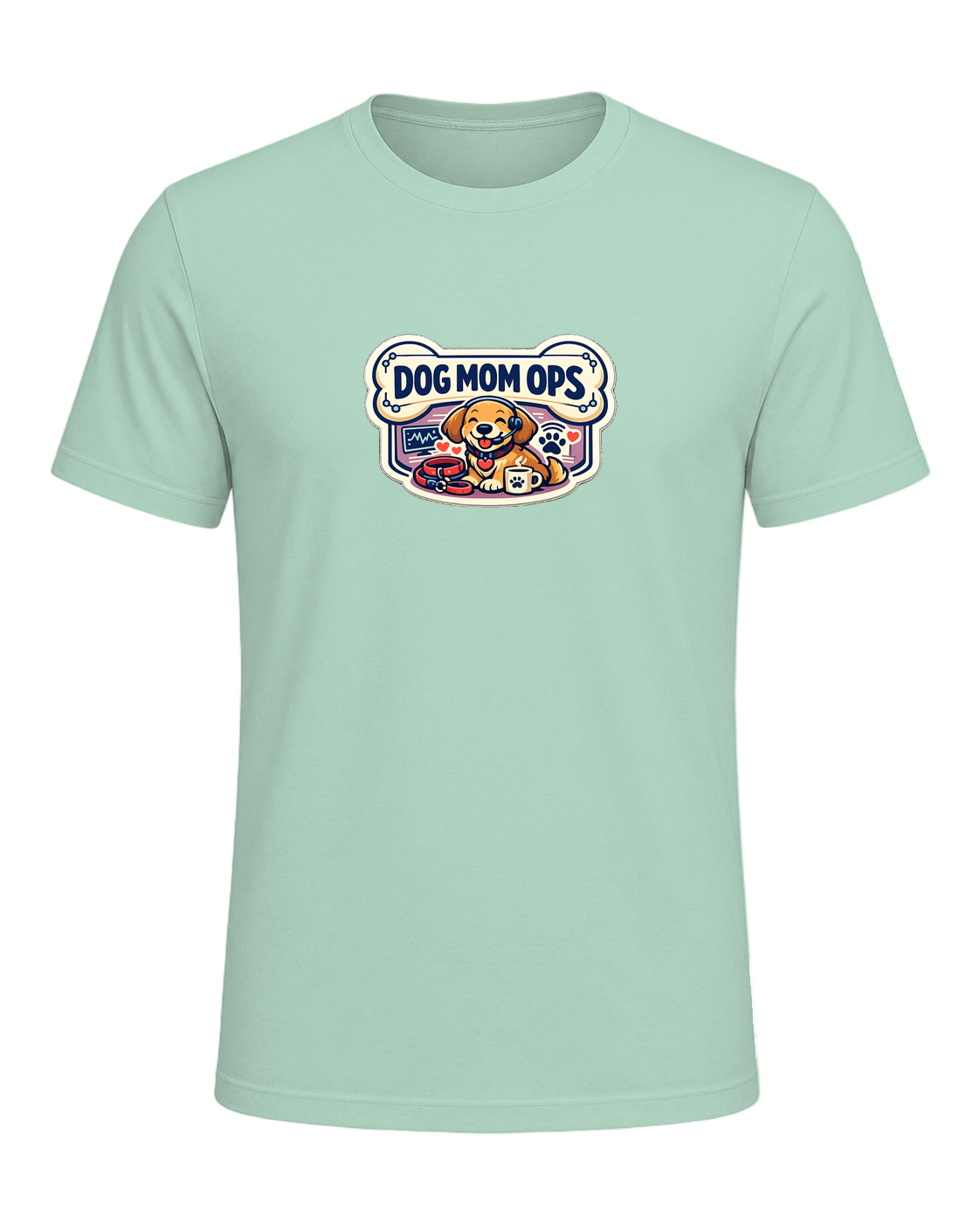 Dog Mom Ops Tee — Heather Mint