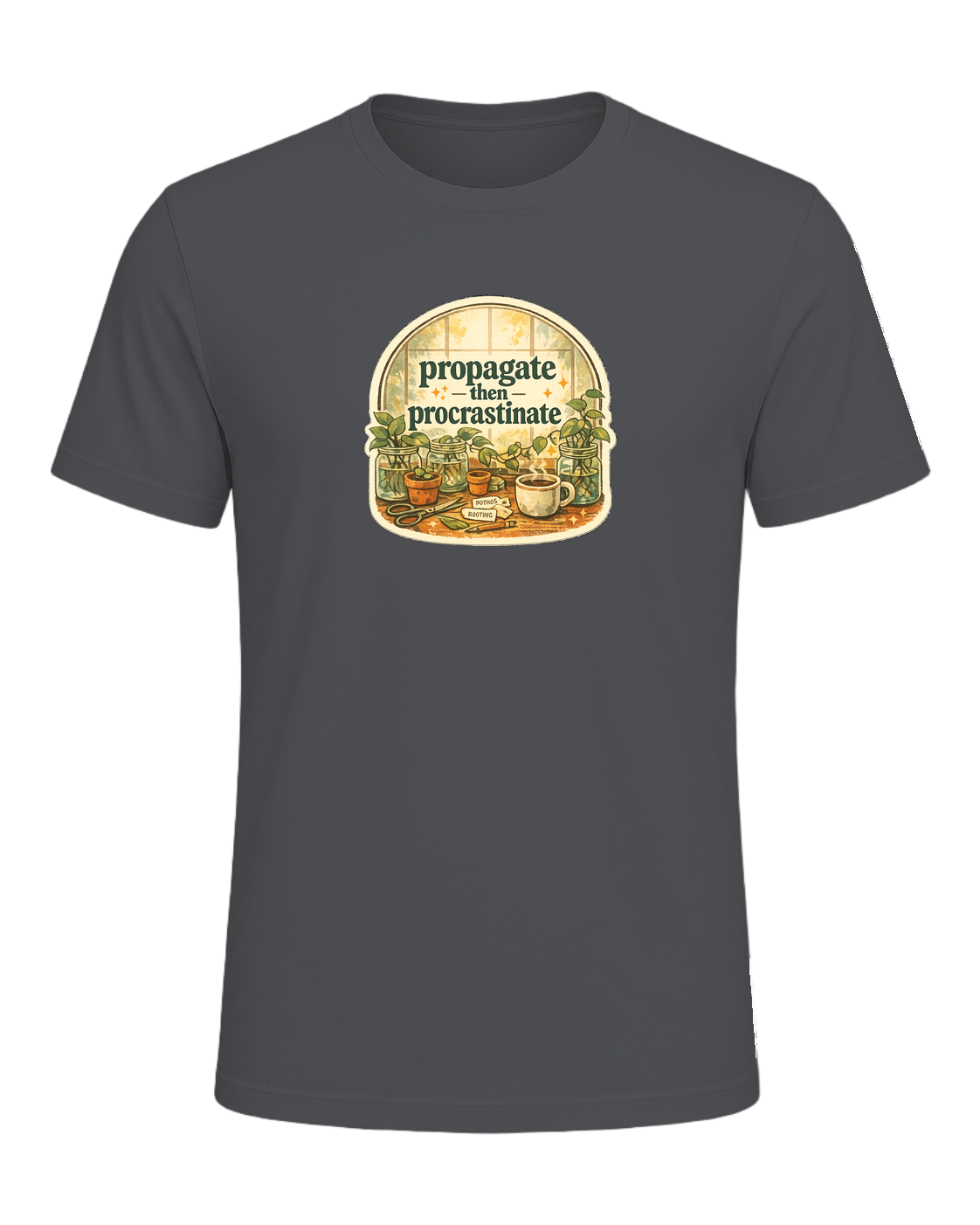 Propagate Then Procrastinate Tee — Asphalt