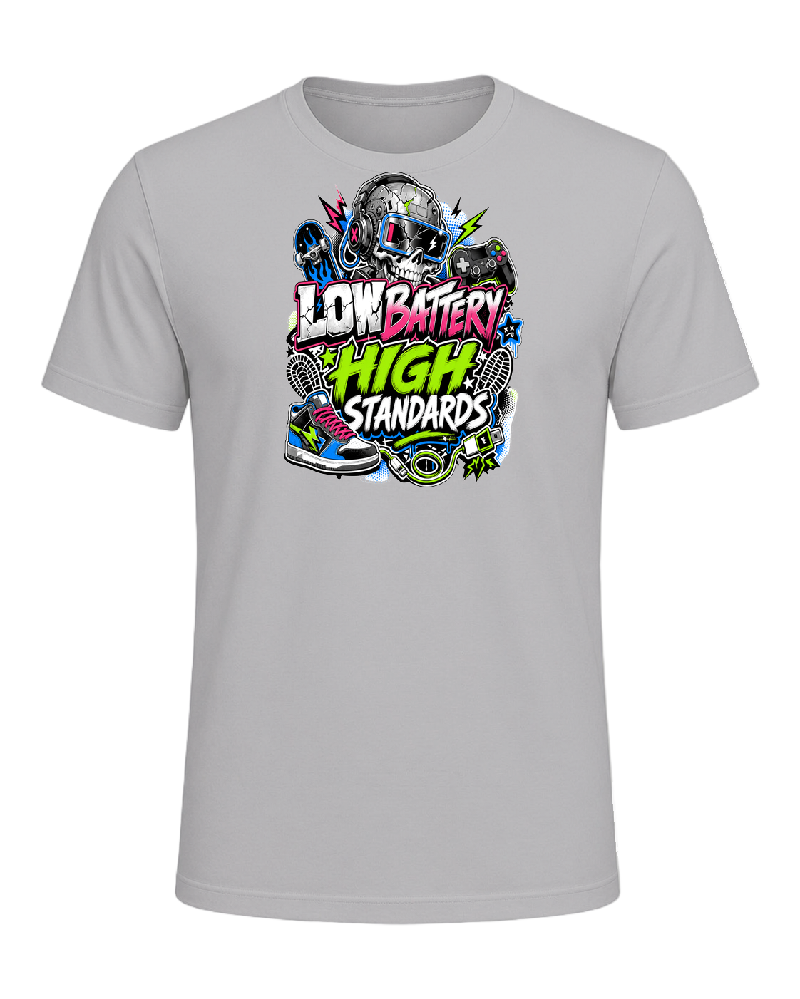 LOW BATTERY HIGH STANDARDS — Athletic Heather