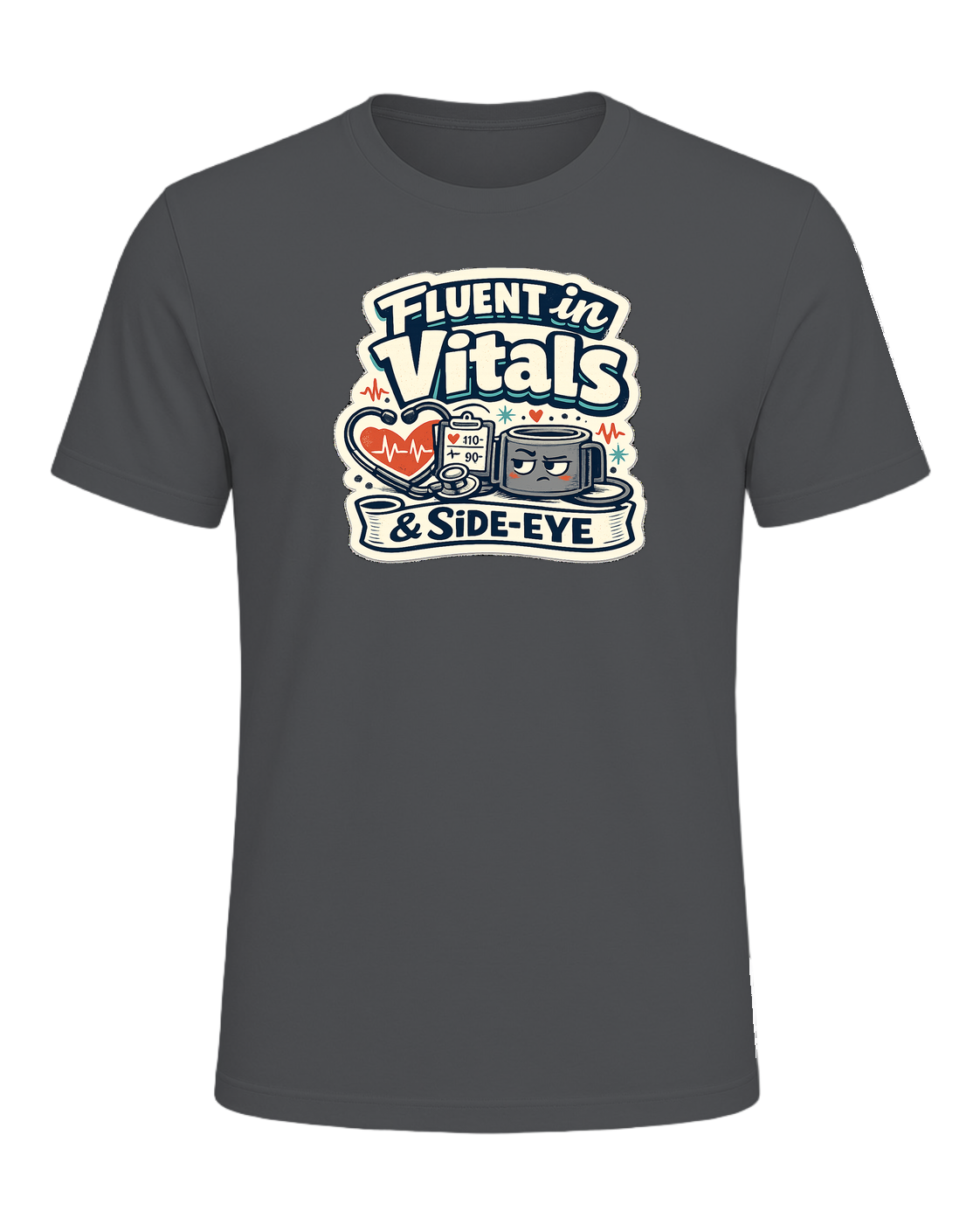 Fluent In Vitals & Side-eye Tee — Asphalt