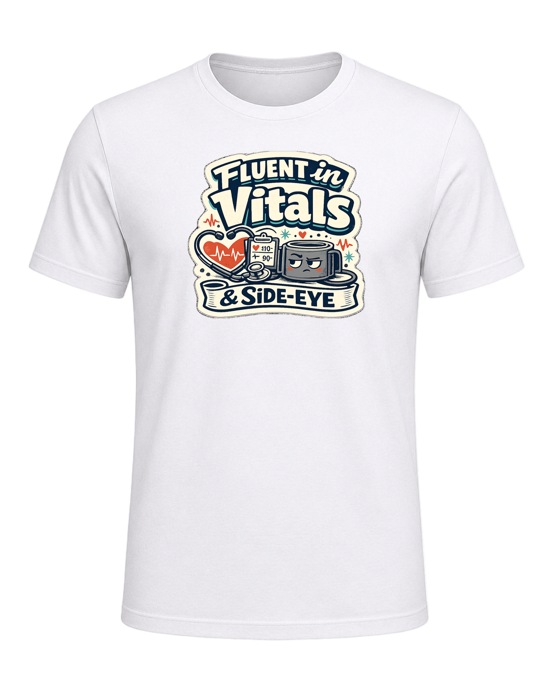 Fluent In Vitals & Side-eye Tee — White