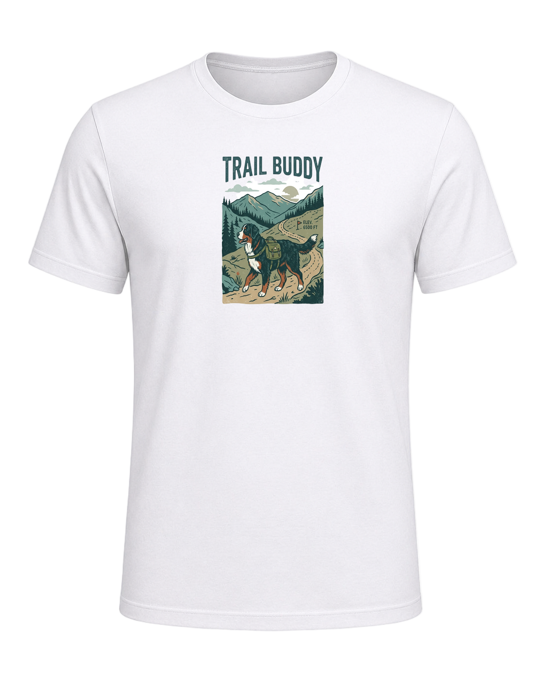 Bernese Mountain Dog Hiking — White