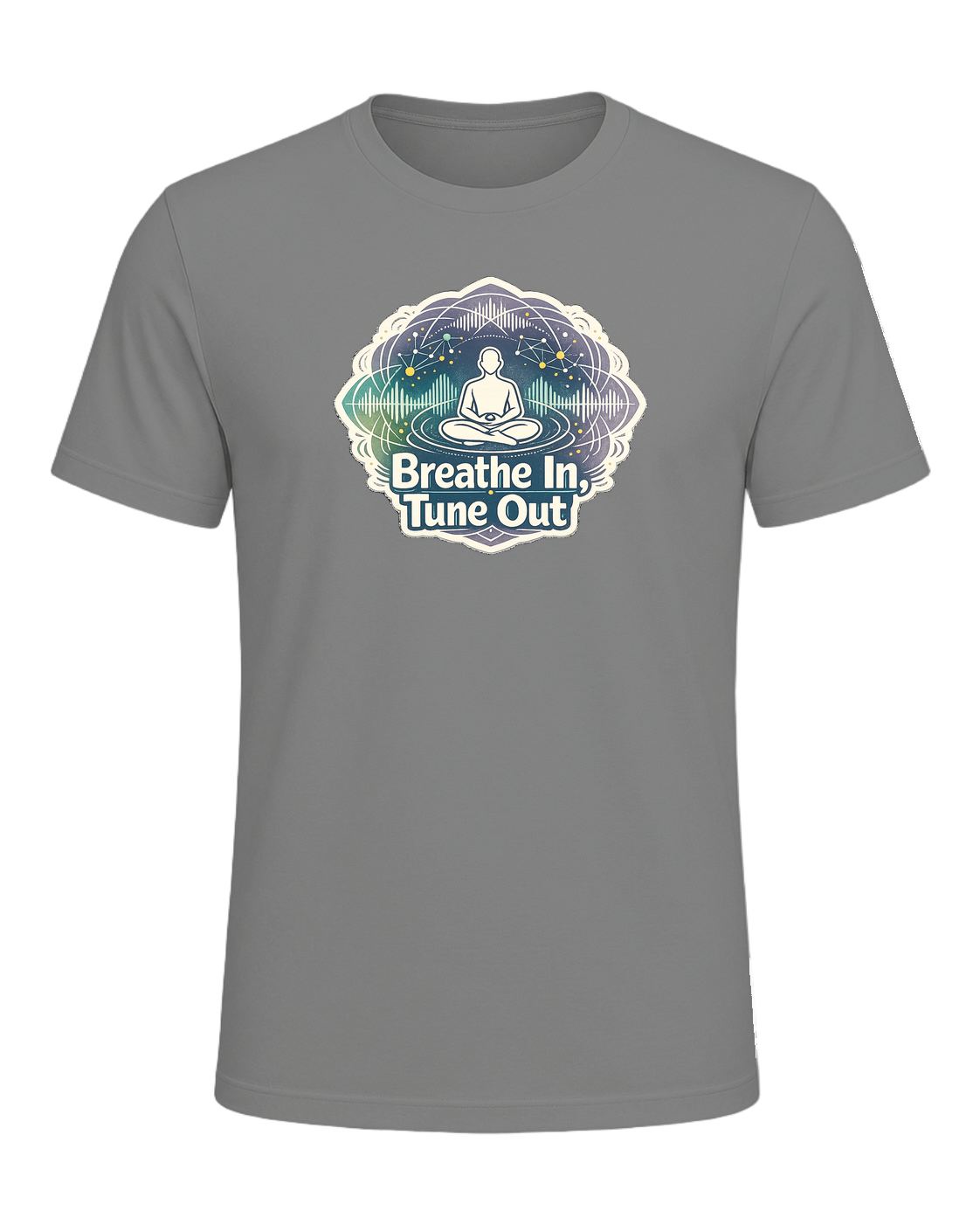 Breathe In, Tune Out Tee — Deep Heather