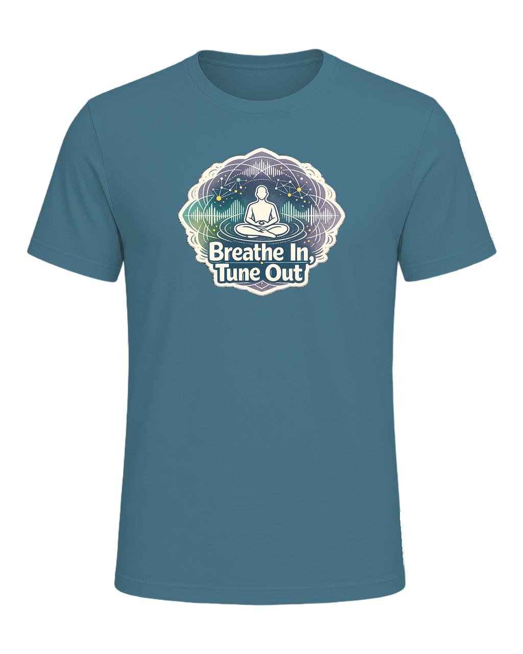 Breathe In, Tune Out Tee — Heather Deep Teal
