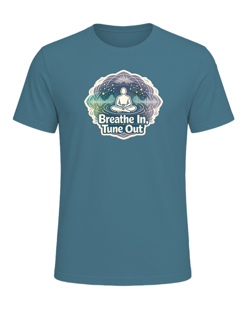 Breathe In, Tune Out Tee — Heather Deep Teal