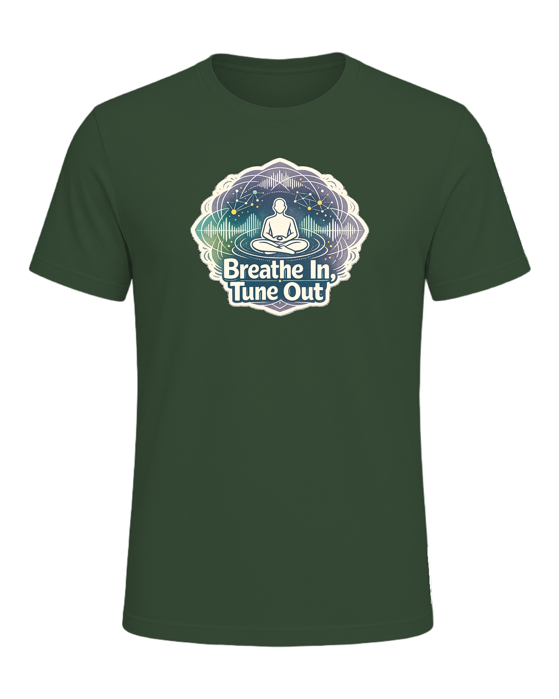 Breathe In, Tune Out Tee — Heather Forest