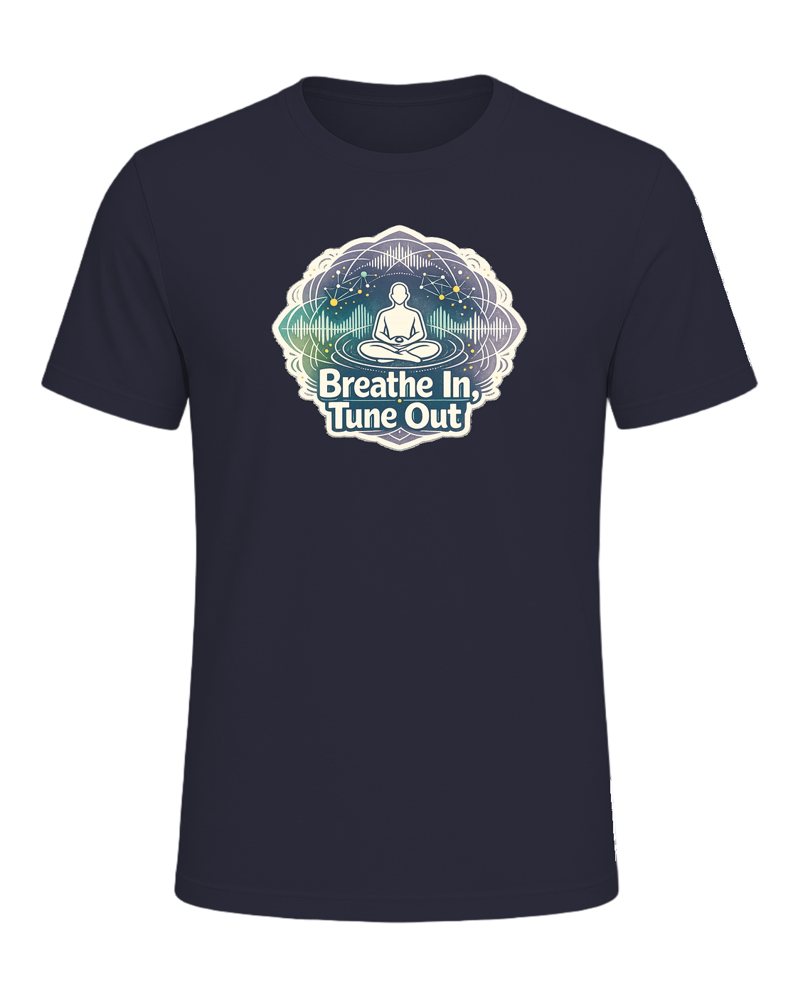 Breathe In, Tune Out Tee — Heather Navy
