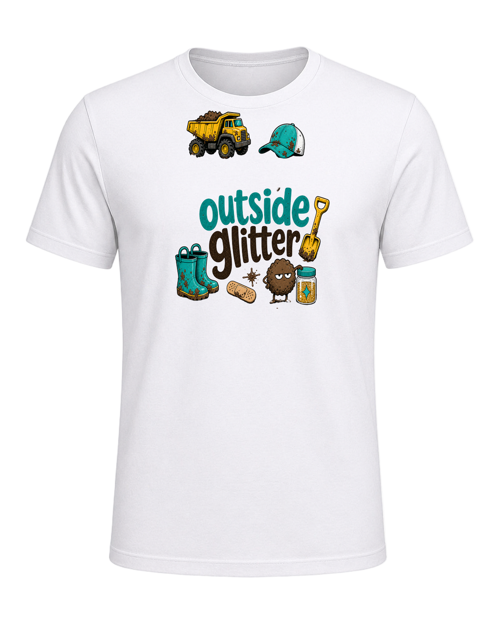 Dirt is just outside glitter — White