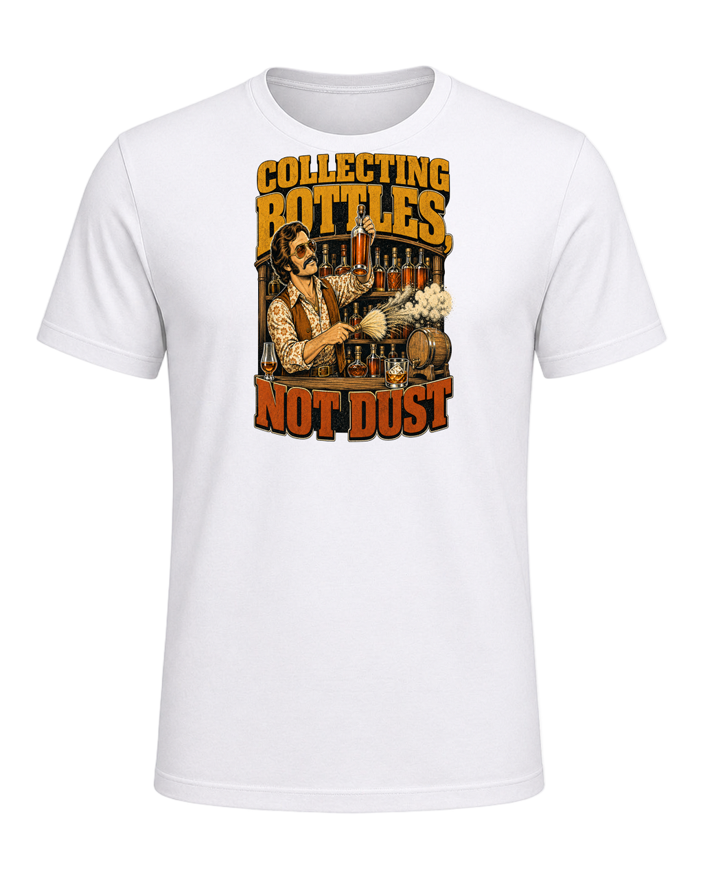 COLLECTING BOTTLES, NOT DUST — White