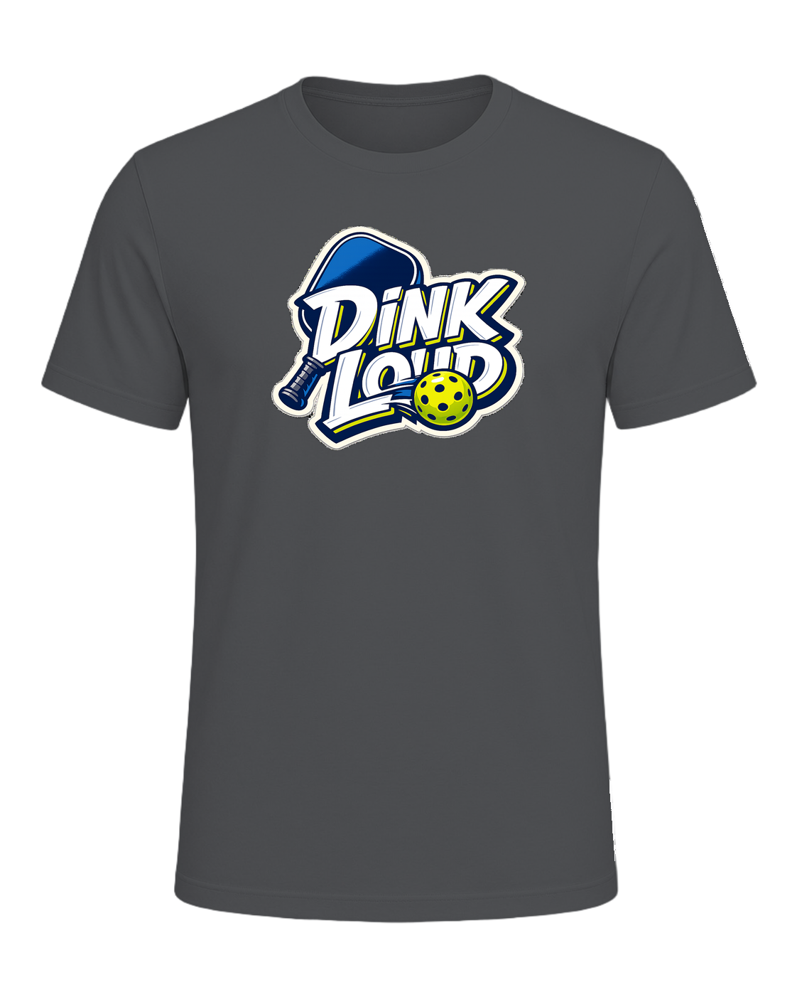 A loud, high-contrast pickleball tee for players who dink soft and talk loud. — Asphalt