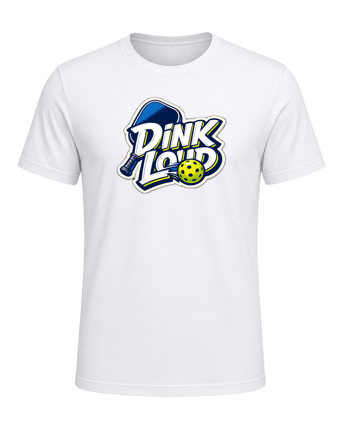 A loud, high-contrast pickleball tee for players who dink soft and talk loud. — White