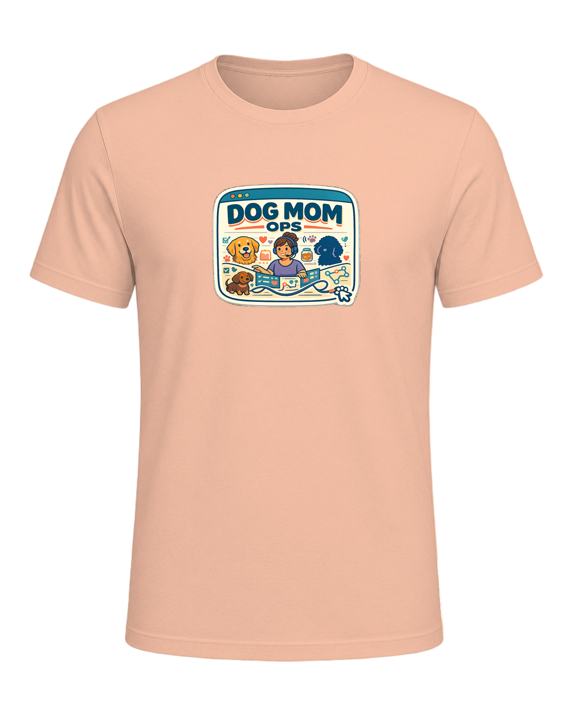 Dog Mom Ops Tee — Heather Peach