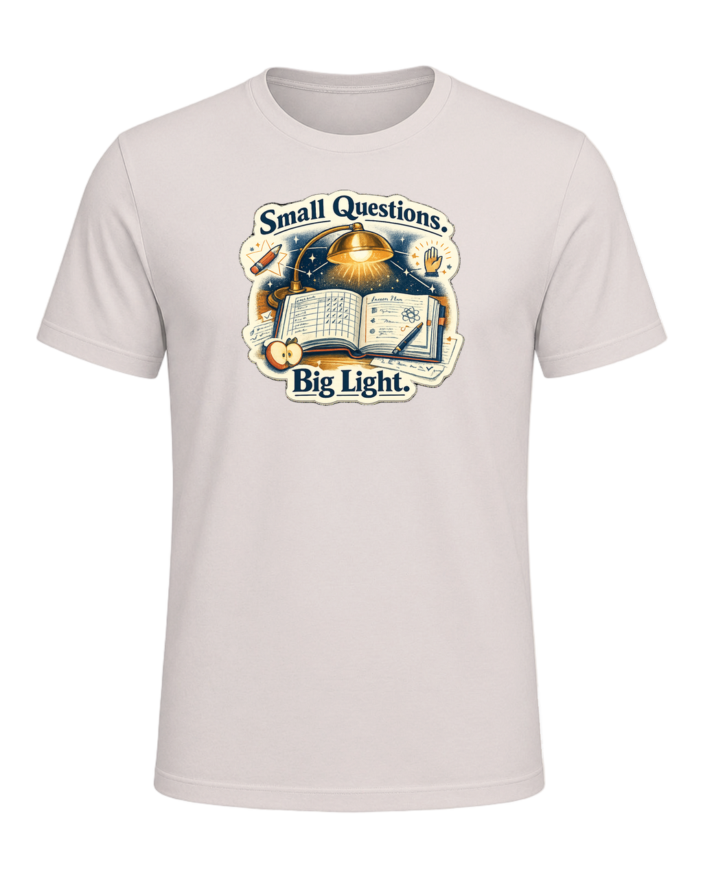 Small Questions. Big Light. Tee — Heather Dust